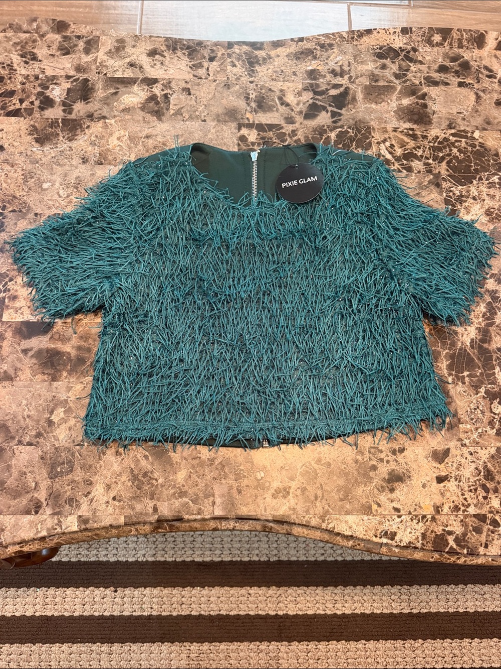 Teal Fringe Crop Top